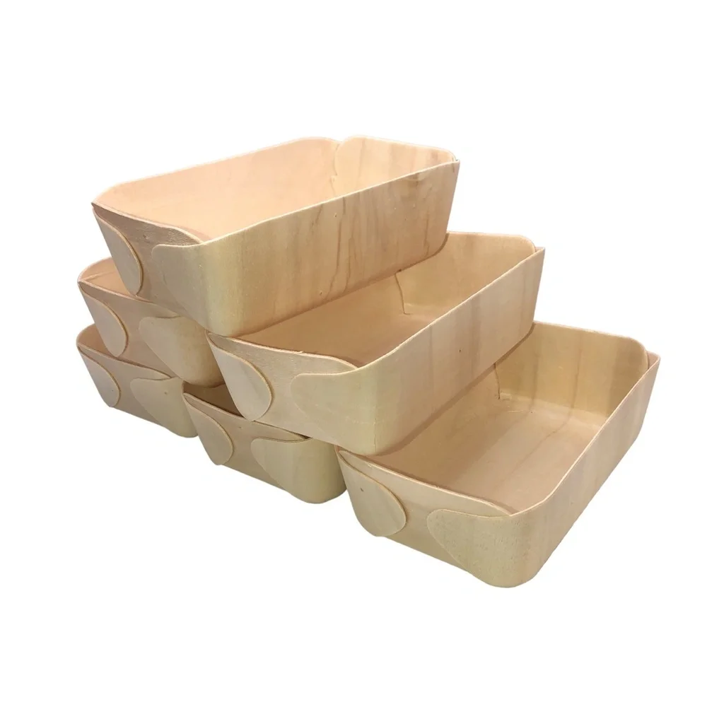 Set of 6 Farmstand & Farmer's Market Wooden Fiber Container Storage Baskets